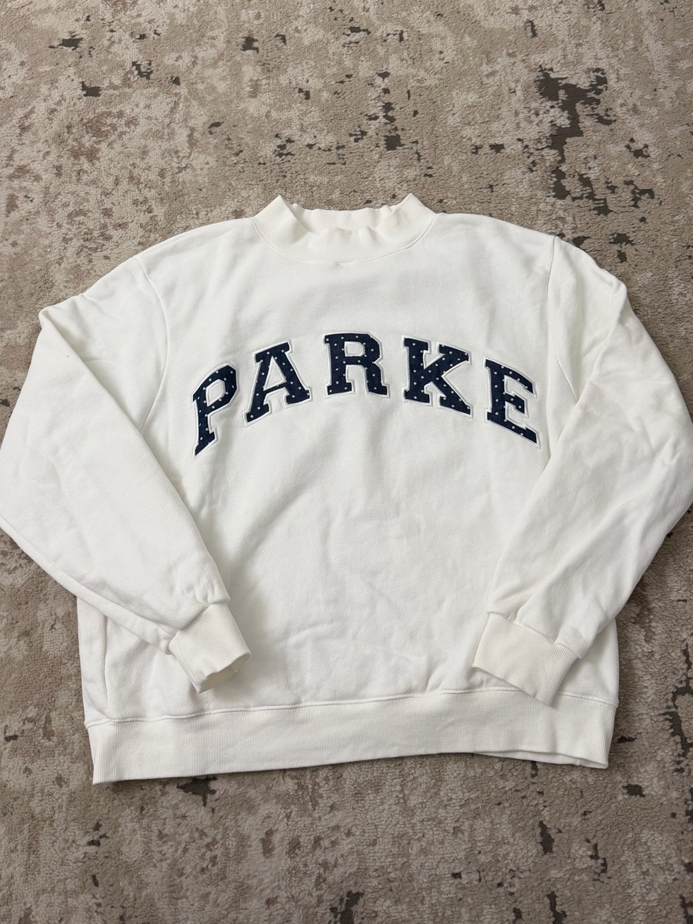 Parke Polka Dot Letter Varsity Mockneck Size L/XL - White
